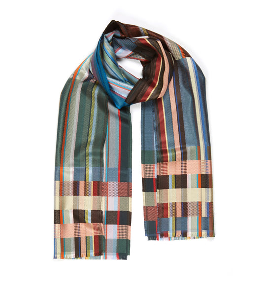 WALLACE+SEWELL - SILK+LAMBSWOOL SCARF - MARCELINE - GREY