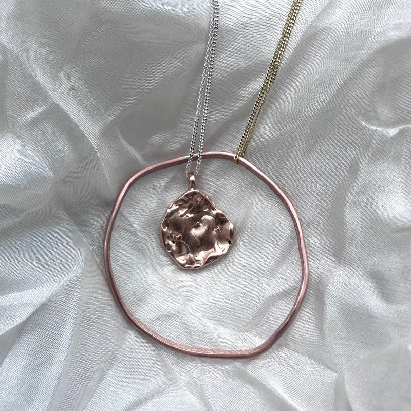 Cave Coin Style Pendant 23ct Rose Gold Plated Silver