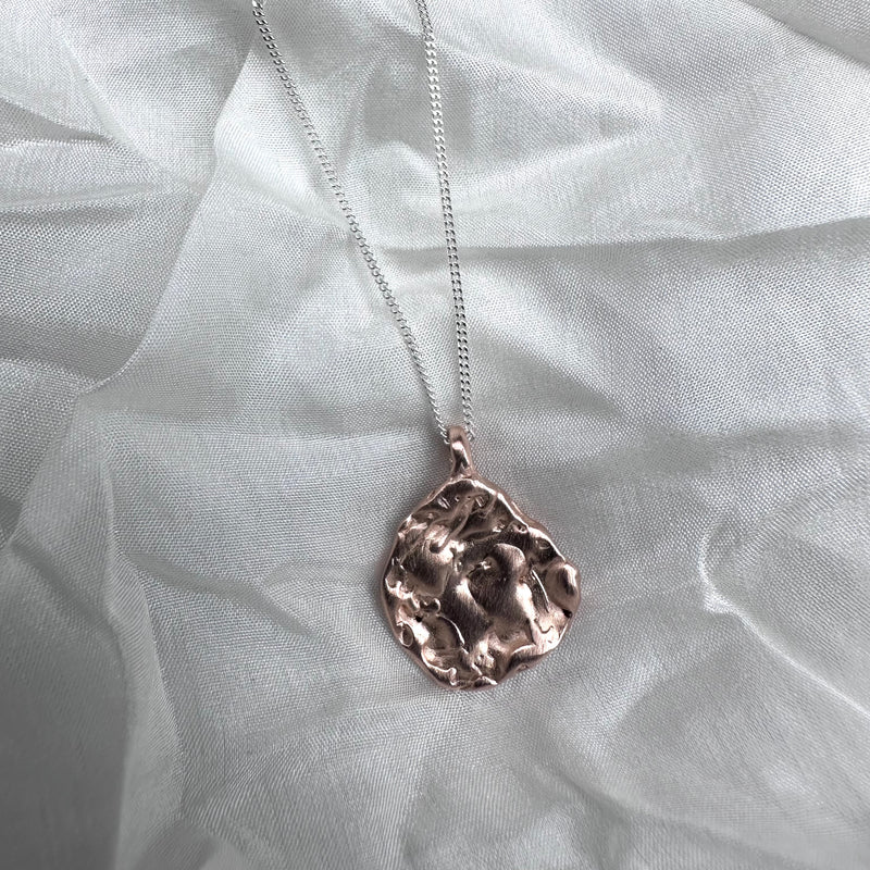 Cave Coin Style Pendant 23ct Rose Gold Plated Silver