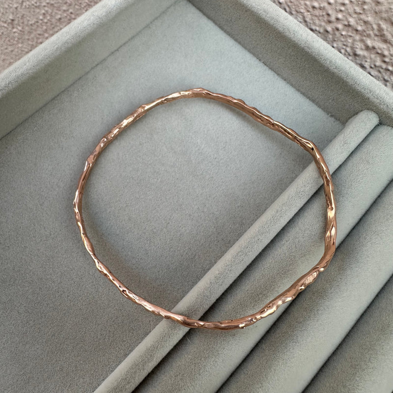 Cave Irregular 22ct Rose Gold Plated Silver Bangle