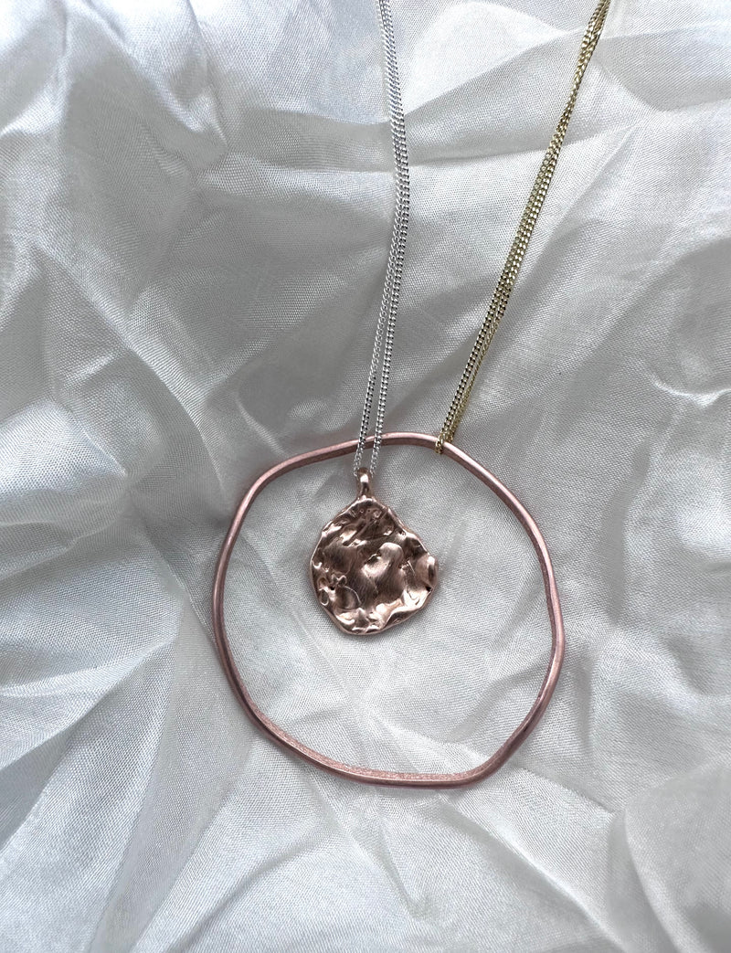 Cave Coin Style Pendant 23ct Rose Gold Plated Silver