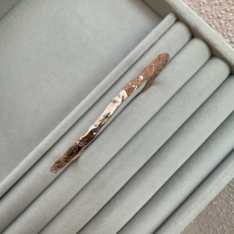 Cave Irregular 22ct Rose Gold Plated Silver Bangle