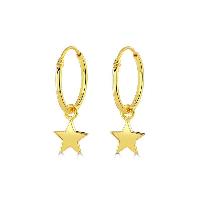 Dainty Star Hoops 18ct Yellow Gold Plated Silver