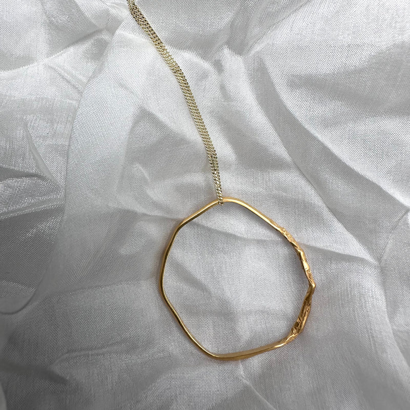 Cave Eroded (Version 2) Medium 23ct Yellow Gold Plated Silver Pendant