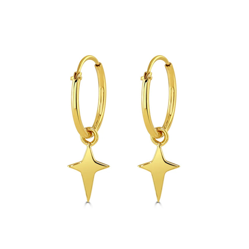 Dainty Dreamy Star Hoops 18ct Yellow Gold Plated Silver