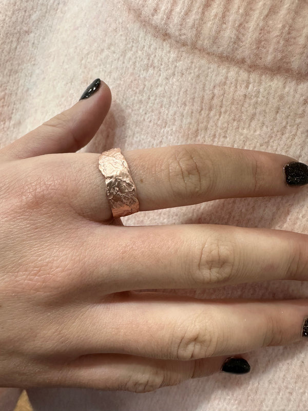 Cave Eroded Medium 22ct Rose Gold Plated Silver Ring