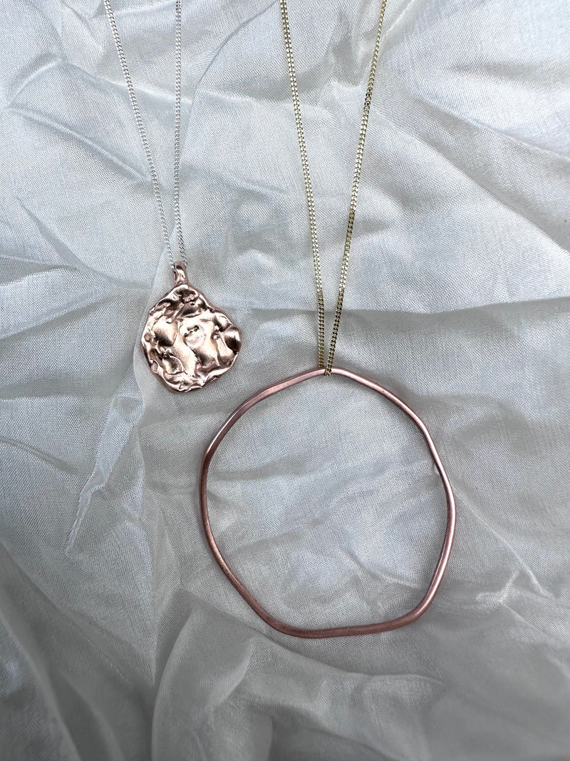 Cave Coin Style Pendant 23ct Rose Gold Plated Silver