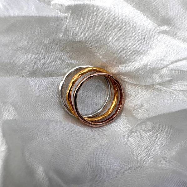 Cave Organic Thin 23ct Rose Gold Plated Silver Ring