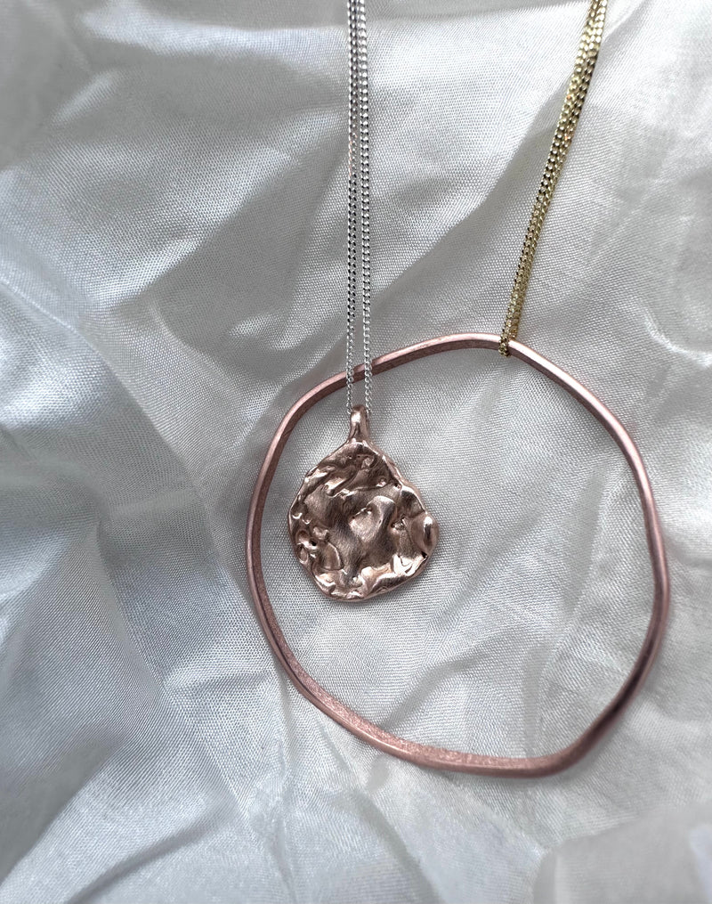 Cave Coin Style Pendant 23ct Rose Gold Plated Silver