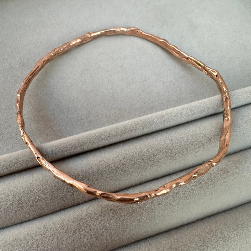 Cave Irregular 22ct Rose Gold Plated Silver Bangle