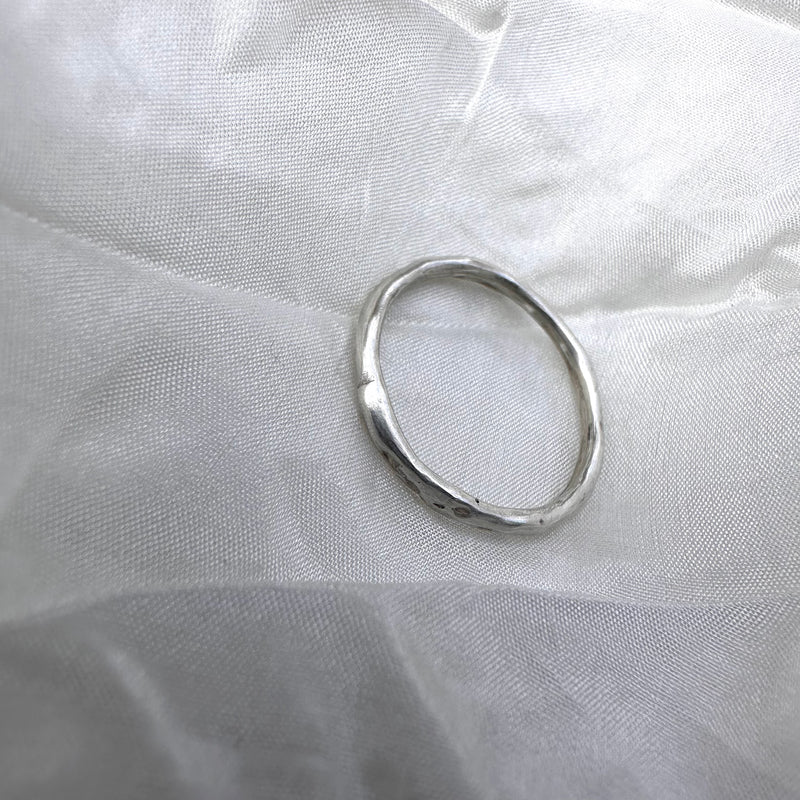 Cave Organic Thin Silver Ring