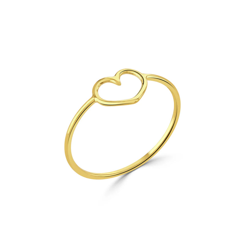 Written Tiny Heart Ring 18ct Yellow Gold Plated Silver