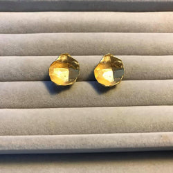 Cave Small 3D Facet 23ct Yellow Gold Silver Stud Earrings