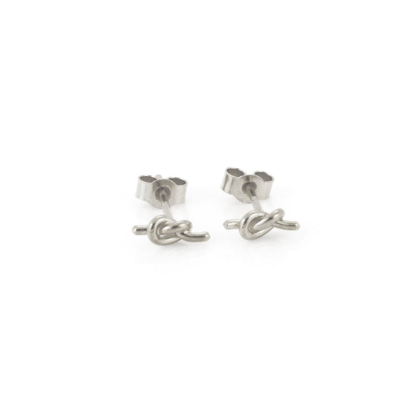 Written Tiny Knot Stud Earrings Silver