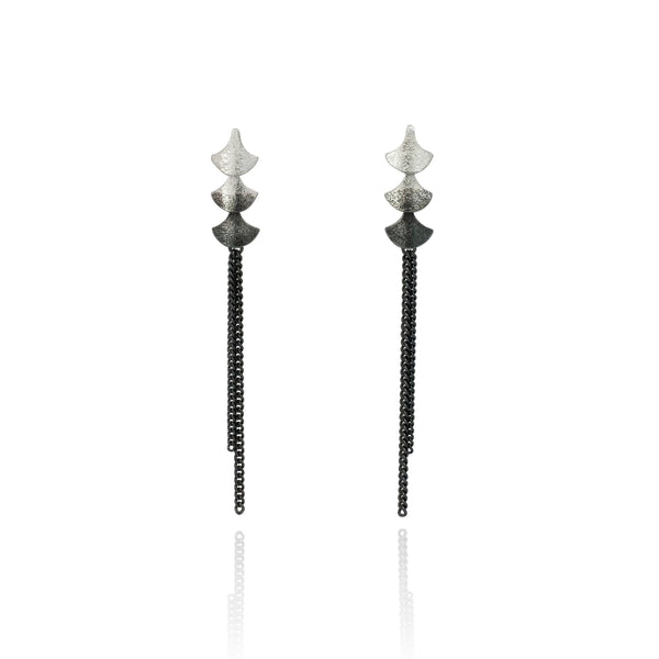 Siren Chain Drop Earrings Silver/Oxidised Silver