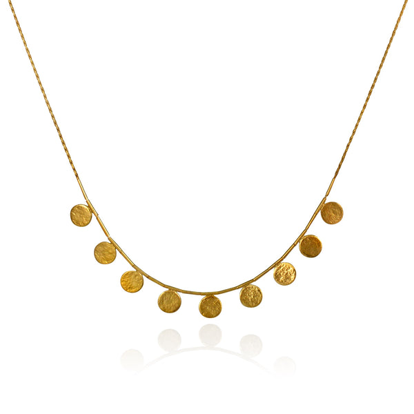 Paillette Short Necklace 18ct Yellow Gold Plated Silver