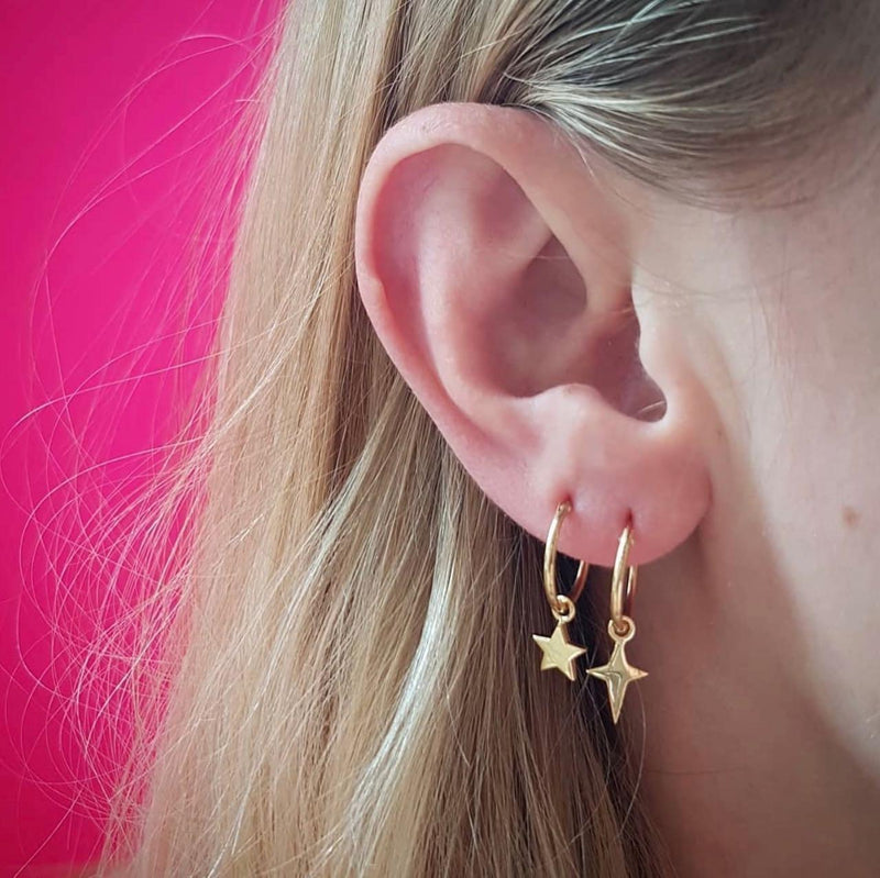 Dainty Dreamy Star Hoops 18ct Yellow Gold Plated Silver