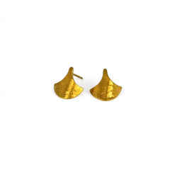 Siren Scale Stud Earrings 18ct Yellow Gold Plated Silver